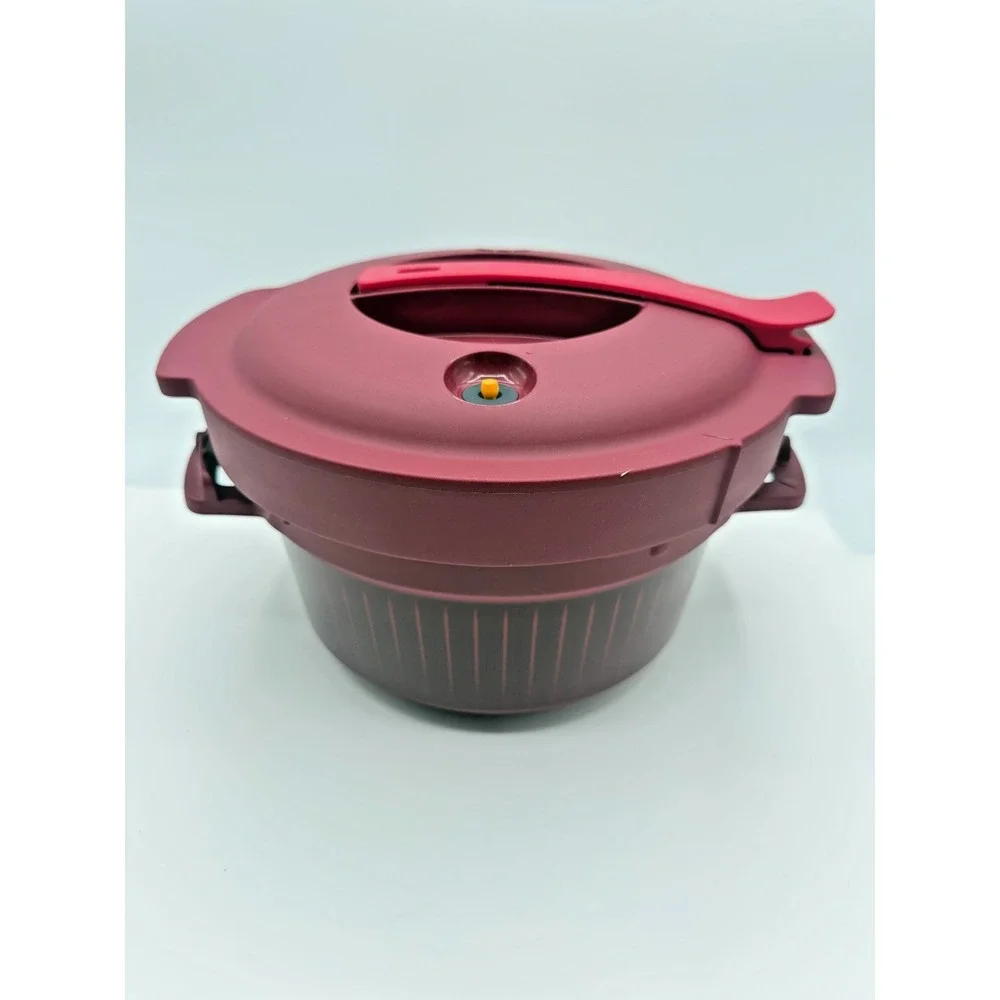 NEW!  Tupperware Wine Red Microwave Pressure Cooker with Venting Seal